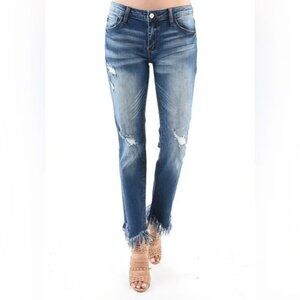 KanCan Estilo Frayed Hem Distressed Denim Jeans, size 25
